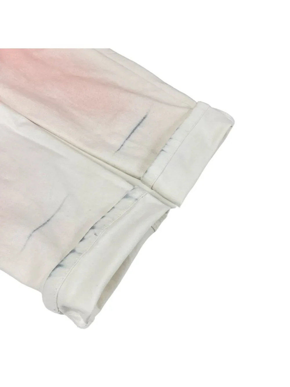 Chanel Jeans S P White Pink Flower View Gradient Cotton 34